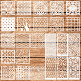 WSICSE 24Pcs Stencils for Painting, Reusable Geometric Painting Stencils Abstract Layering Stencil for Painting on Wood Canvas Furniture Floor Decor DIY Supplies, white WSICSE