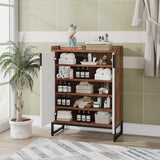 Tribesigns Modern Shoe Cabinet for Entryway, 25 Pairs Shoe Cabinet with Doors, Wood 5-Tier Shoe Organizer, Freestanding Brown Shoe Storage Cabinets with Black Metal Frame for Bedroom Living Room Tribesigns