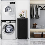 VECELO Tilt Out Kitchen Trash Bin Cabinet, Dog Proof Garbage Can with Wood Holder Free Standing Recycling, Black VECELO