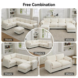 67'' Modular Loveseat Sofa, Extra Deep Seat Cloud Couch for Living Room, Corduroy Deep Seat Sofa with Armrest Pillows, Center Stitched, Beige Hatppto