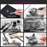 HIFORNY 76 PCS Drawing Set Sketching Kit,Sketch Pencils Art Supplies with Graphite,Charcoal,Blending Tools & Accessories,Portable Zippered Travel Case for Artists & Beginners HIFORNY