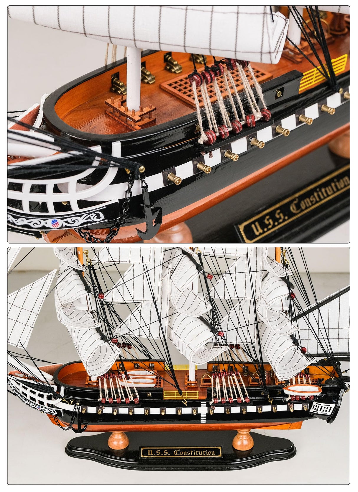SAILINGSTORY Wooden Model Ship USS Constitution 1/140 Scale Replica Frigate Sailing Warship Model Sailboat Decor HOME DECOR SAILINGSTORY