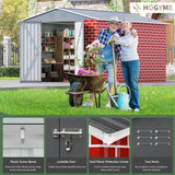 HOGYME 8X 12 FT Large Sheds Metal Building Tool Utility Shed Outdoor Waterproof Shed for Bike Storage for Garden, Backyard, Patio, Outside Use, Red HOGYME