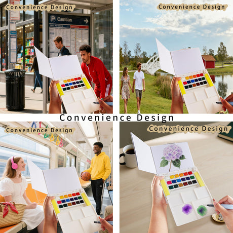 MAIKEDEPOT Watercolor Paint Set,Vivid Colors Travel Paint Set Graspable Painting Set Compact Size, Watercolor Kit with Water Brush Pens,24 Sheets Watercolor Papers,3 Online Tutorial Video - 18colors MAIKEDEPOT