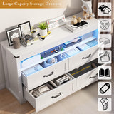 Wodeer White Dresser for Bedroom, Wood 4 Drawer Dresser with LED Light, Dressers & Chests of Drawers with Metal Handles, Storage and Organization for Bedroom, Hallway, Entryway Wodeer