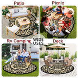 Homcomoda Round Outdoor Rugs for Patio 6ft Waterproof Clearance Reversible Patio Rugs Lightweight Outdoor Rugs Plastic Straw Rugs Portable RV Camping Rug Mat for Outdoor Porch Beach BBQ Beach Backyard Homcomoda