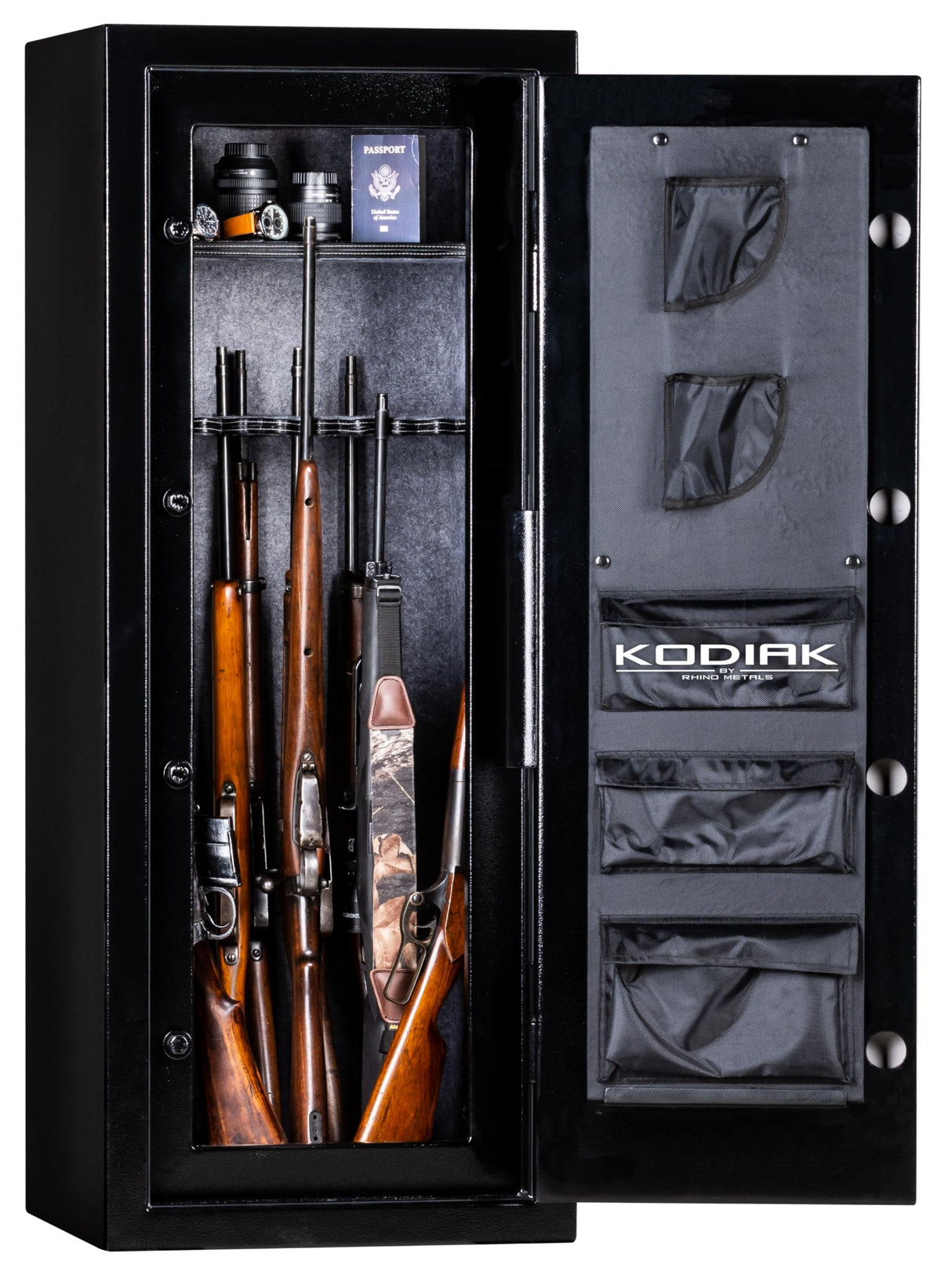 Kodiak Gun Safe for Rifles & Pistols, KBX5522 by Rhino Metals with New SafeX Security System, 35 Long Guns & 2 Pistol Pockets, 30 Minutes Fire Protection, Door Organizer for Handguns & Ammo, 258lbs Kodiak