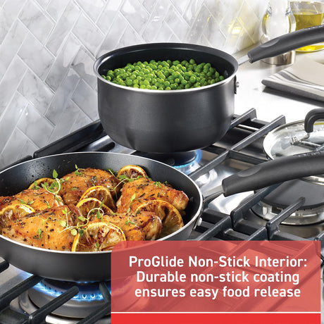 T-fal Signature Nonstick Cookware Set 12 Piece, Oven Broiler Safe 350F, Pots and Pans, Kitchen Cooking Set w/ Fry Pans, Saucepans, Saute Pan, Dutch Oven, Griddle, Kitchen, Home, Dishwasher Safe, Black T-fal