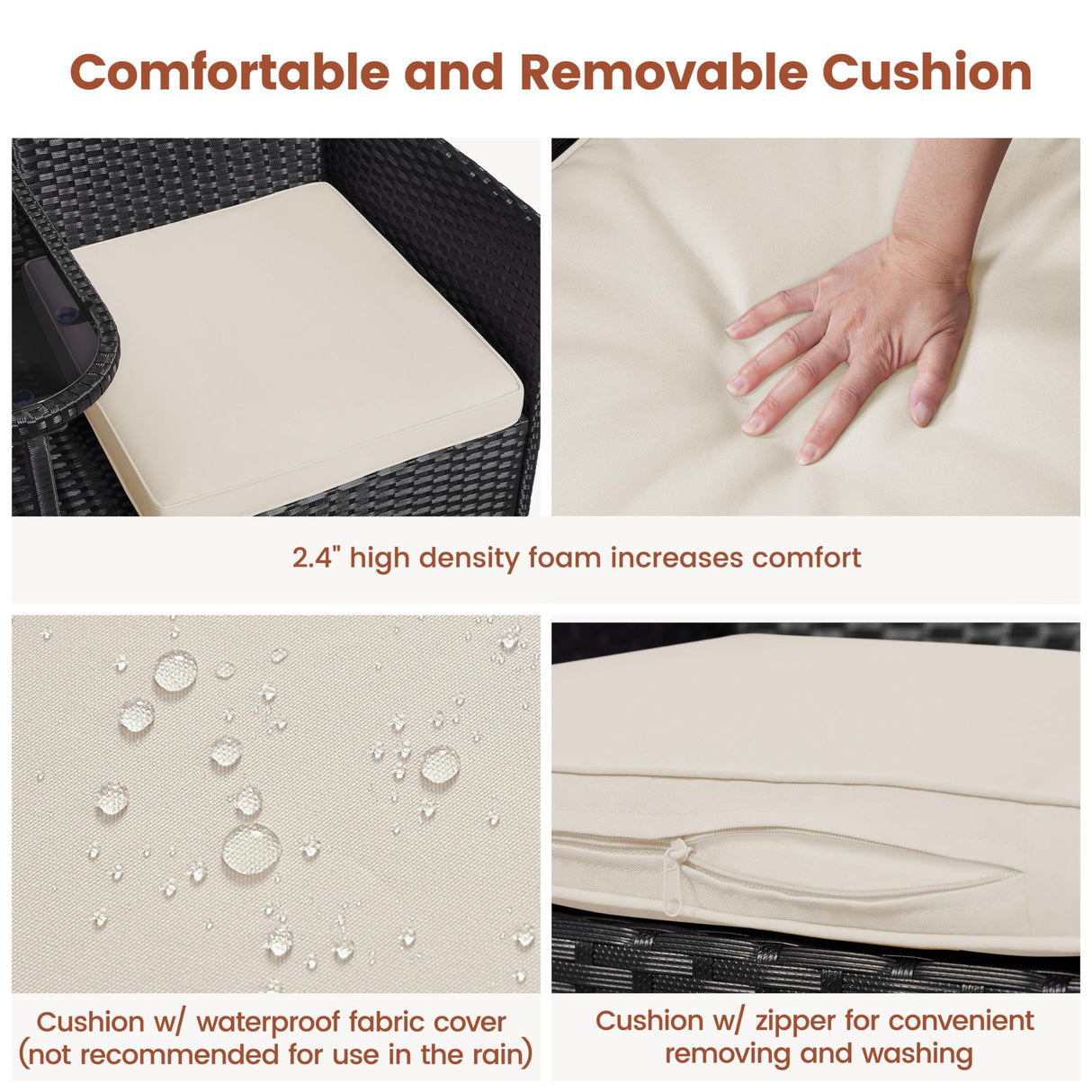 Yaheetech Patio Loveseat, Outdoor Wicker Double Chair w/Side Table, PE Rattan Furniture Set for Two People, Love Seat w/2 Removable Cushions & 1 Tempered Glass Side Table, Black/Beige Yaheetech