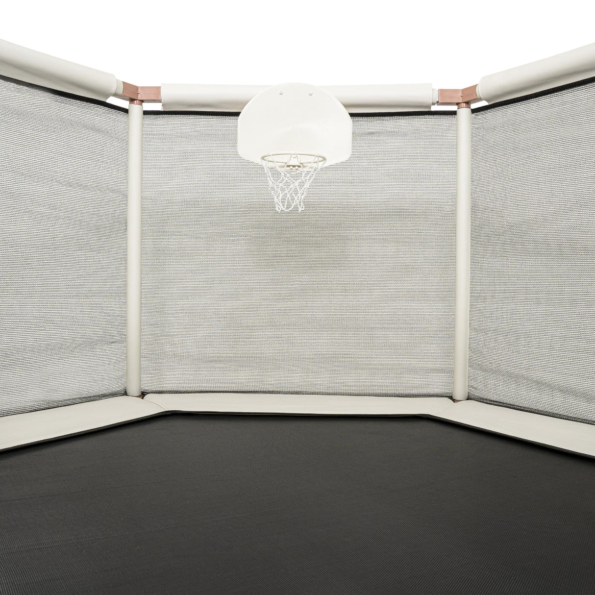 Square House Kids Trampoline, Aesthetic Indoor and Outdoor Toddler Trampoline with Safety Net, Basketball Hoop, 220lb Capacity, Ultra Safe No-Gap Design, Gifts for Boys & Girls (Sand, 5 FT) Square House