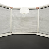 Square House Kids Trampoline, Aesthetic Indoor and Outdoor Toddler Trampoline with Safety Net, Basketball Hoop, 220lb Capacity, Ultra Safe No-Gap Design, Gifts for Boys & Girls (Sand, 5 FT) Square House