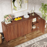 Tribesigns Sideboard Buffet Storage Cabinet Set of 2, Retro Kitchen Sideboard Cabinet with Adjustable Shelves 55" Accent Cabinet with Doors for Living Room, Walnut (Walnut) Tribesigns