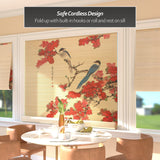 Red Lantern Bamboo Window Shade Blind - Roosting Bird 72" Wide Red Lantern