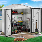 DWVO 5.7x2ft Metal Outdoor Storage Shed, Waterproof Tool Shed Heavy-Duty Storage Unit with Lockable Door and Vents, Ideal for Bicycles, Tools, Lawnmowers, Backyards, Patios, Lawns - White DWVO