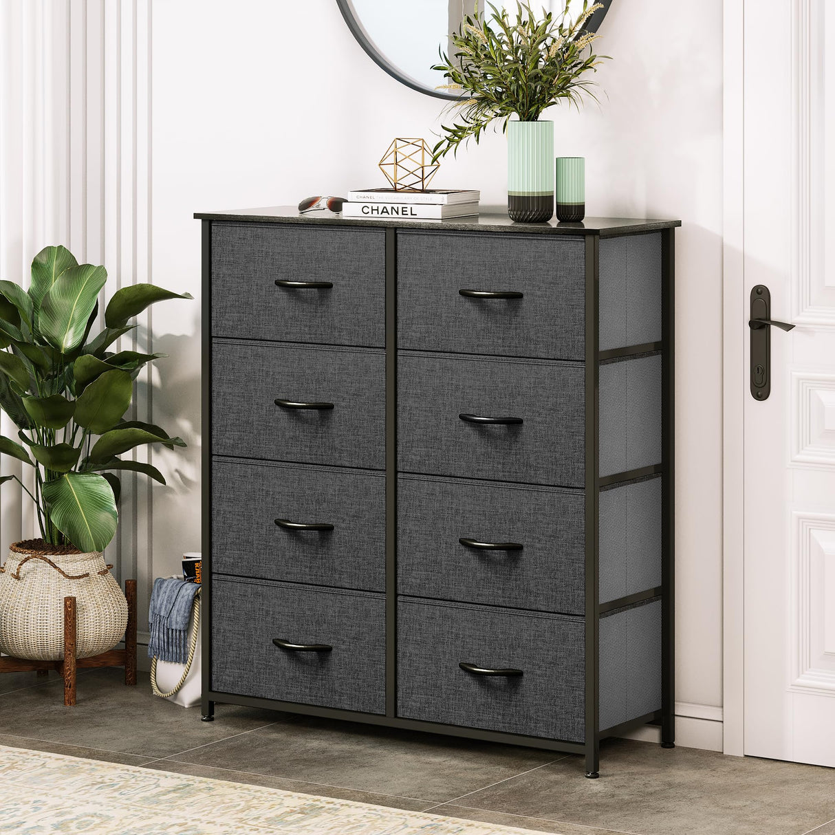 DWVO Dresser for Bedroom, Fabric Dresser with 8 Drawers, Tall Dresser, Chest of Drawers for Closet, Living Room DWVO