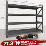71.3" Wide Heavy Duty Garage Shelving Units,5000LBS Deep Storage Shelves,Black Metal Garage Shelves,Steel Shelf,Large Storage Rack,Industrial Shelving for Shop,Warehouse,Basement,71.3"W x 24"D x 70"H SISESOL