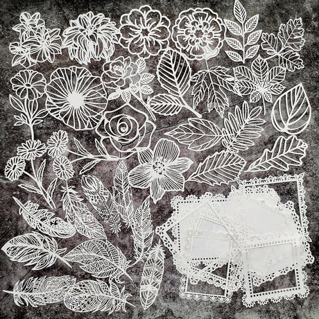 Japleed 40pcs Lace Scrapbooking Supplies Cutout Scrapbook Paper Flower Leaves Feather Frame White Vintage Journaling Supplies Decorative Paper for Junk Jounal Planner Handmade Card Gift Wraps Craft japleed