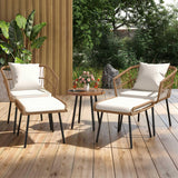 DWVO Patio Furniture Set, 5 Pieces Wicker Outdoor Patio Bistro Set with Ottomans Footrest and Side Table for Porch Balcony Yard Garden Backyard Poolside, Beige DWVO