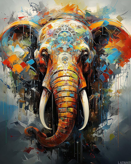 LAENAKR Paint by Numbers Elephant for Adults, Acrylic Oil Painting by Numbers Kits for Beginner with Paintbrushes Brushes Paintwork Art Canvas for Home Decor 16x20 inch / 40x50 cm LAENAKR