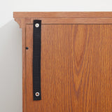 CKEASEAN 32" H LED Accent Curio Cabinet with 7 Color Lights for Collectibles, Modern Storage Cabinet with Tempered Glass Doors, Sideboard Buffet Case with Smartphone-Controlled Lights (Dark Oak) CKEASEAN