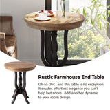 LONYKE Rustic Accent End Table, Farmhouse Side Table with Natural Top for Family, Dining or Living Room, Handcrafted Finish, Black LONYKE