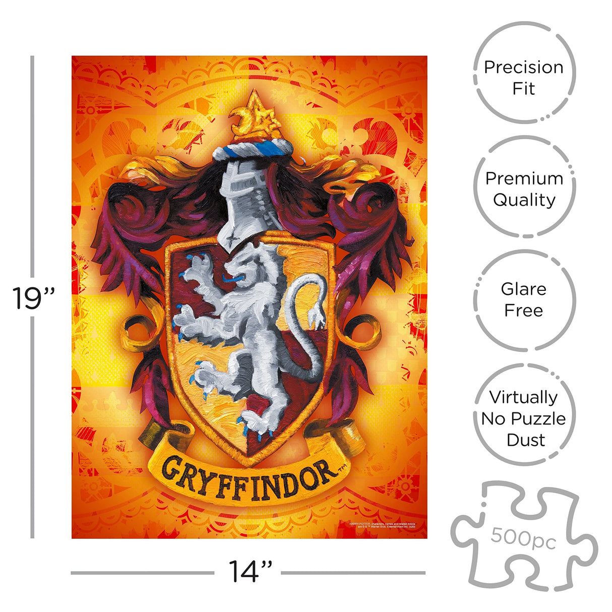 AQUARIUS Harry Potter Puzzle Gryffindor Crest (500 Piece Jigsaw Puzzle) - Officially Licensed Harry Potter Merchandise & Collectibles - Glare Free - Precision Fit - 14x19in AQUARIUS