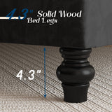 Jocisland Queen Size Bed Frame with Sleigh Headboard 60" Tall Velvet Upholstered Platform Bed, No Box Spring Needed, Black Jocisland