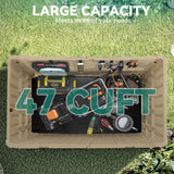 YITAHOME Large Outdoor Horizontal Storage Shed, 47 cu ft Resin Tool Shed w/o Shelf, Outdoor Waterproof Storage with Floor for Trash Cans, Garden Tools, Lawn Mower, Lockable, 4.5x2.8x3.9 ft, Brown YITAHOME