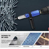 wesleydrill Rivet Gun Adapter Kit,Professional Riveting Insert Nut Hand Tool Kit,2.4/3.2/4.0/4.8mm Diameter Rivet Head, Aluminum Housing, Fit for Cordless Drill,Sheet Metal Work wesleydrill