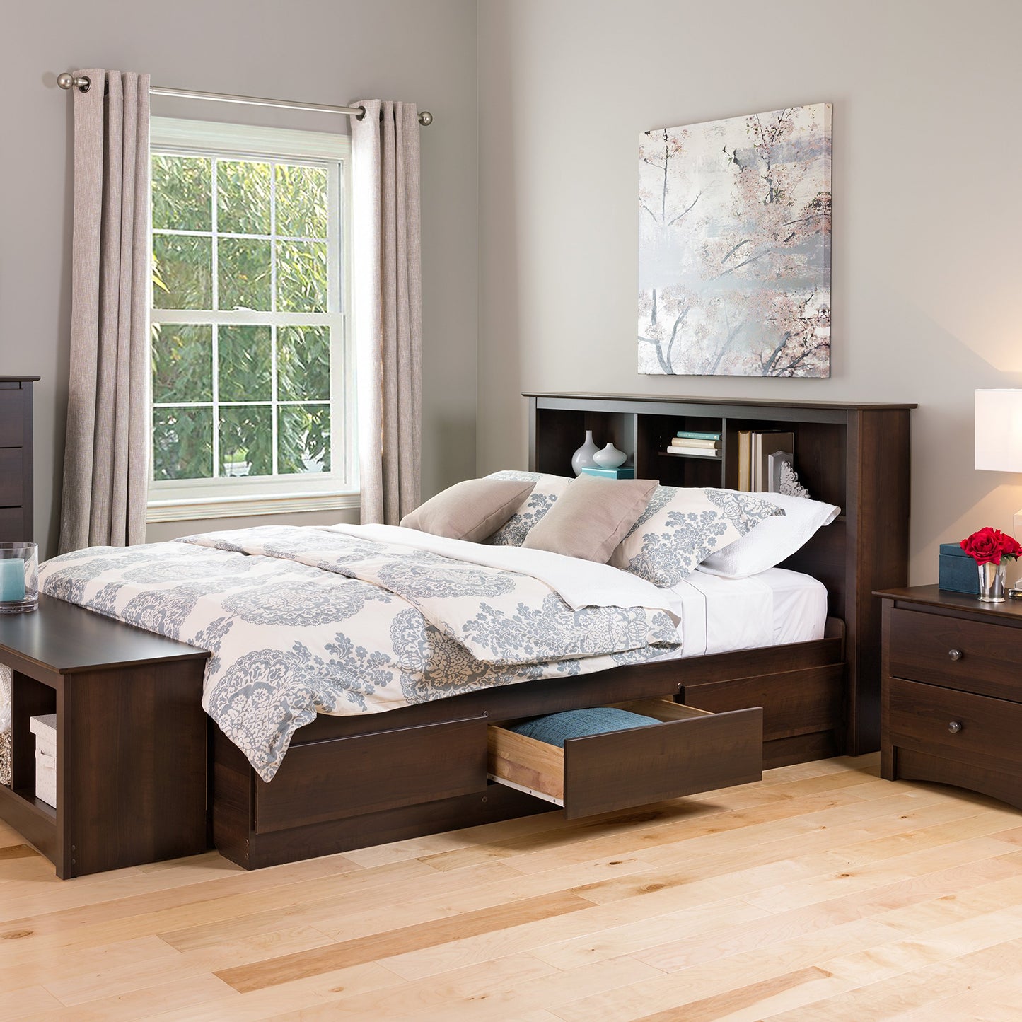 Queen Platform Storage Bed with 6 Drawers in Espresso Finish - WoodArtSupply