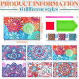 Sweetude 6 Pcs Mandala DIY Diamond Painting Purses Toiletry 5D DIY Makeup Bags Handmade Rhinestone Design Diamond Painting Cosmetic Bags Bulk with Zipper for Women Christmas Gift Sweetude
