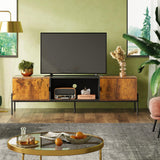WLIVE Modern TV Stand for 65 Inch TV, Mid Century Entainment Center with Storage, TV Console with Open Shelf and 2 Cabinets for Bedroom and Living Room, TV Cabinet with Metal Legs, Rustic Brown WLIVE
