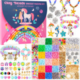 Gionlion Charm Bracelet Making Kit for Girls 8-12, Arts and Crafts Charms for Jewelry Making Supplies Kit with 198Pcs Letter Beads, Unicorn/Mermaid DIY Birthday Mothers Day Gifts Toys Ideas for Kids Gionlion