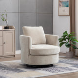 ODUWA Swivel Barrel Chair,31.9" W Modern Round Accent Arm Chairs Upholstered Comfy 360 Degree Swivel Single Circle Club Sofa Chair for Nursery Living Room Bedroom, Beige ODUWA