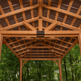 Backyard Discovery Norwood 24 ft. x 12 ft. Cedar Wood Gazebo,Thermal Insulated Steel Roof, Durable, Supports Snow Loads and Wind Speed, Rot Resistant, Backyard, Deck, Garden, Patio Light Brown Backyard Discovery