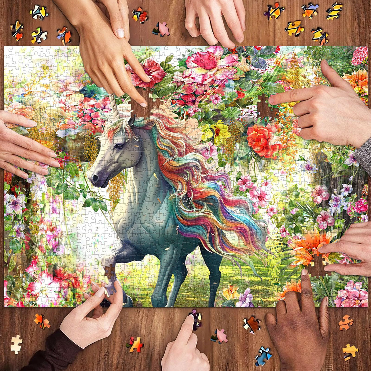 Jigsaw Puzzles for Adults 1000 Pieces, Home Decor Birthday Party Gift Toy for Men Women Elders Seniors, 1:1 Poster, Interlock Perfectly Letter on Back No Dust (Flower's Unicorn) Chalzidar