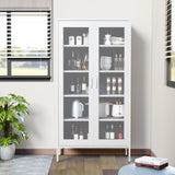 COFaR Metal Mesh Cabinet with 2 Mesh Doors and Adjustable Shelves, Versatile Storage for Kitchen, Laundry Room, Living Room, Office, Curio Display, (72" White) COFaR