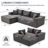 MANGODAN 110” Cloud Sectional Couch, Boneless Sofa for Living Room, Modular Sectional Sofa with Deep Seat, Comfy Fluffy Couch with L-Shaped Chaise, No Assembly Required (Left-Facing Chaise, Dark Grey) Mangodan