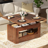 UNIQUITE 40" Lift Top Coffee Table, 4 in 1 Multi-Function Lift Coffee Table with Storage and Hidden Compartment, Convertible Coffee Tables to Dining Table for Living Room, Walnut UNIQUITE