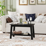 Hipicute Rustic Coffee Table with Dual Open Storage, Rectangular Wood Center Table for Living Room Bedroom Home Office, Sturdy Wooden Legs, Black Finish Hipicute