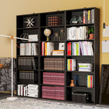 Stunning 6-Tier Vintage Black Bookshelf - Sturdy Storage Solution for Home or Office IRONCK