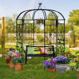 YITAHOME Birdcage Shape Garden Arch Arbors, 9.8'H x 6.8'W Pergola Pavilion for Climbing Plants Outdoor, Wedding Arches for Ceremony Party, Metal Garden Arbor for Patio, Backyard (Black) YITAHOME