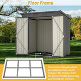 Jintop 6x4 FT Galvanized Steel Garden Sheds with Ventilation and Sloped Roof, Metal Storage Locker Includes A Lock,Key & Hinged Doors,2 Pairs of Gloves,for Tool,Equipment,Black Jintop