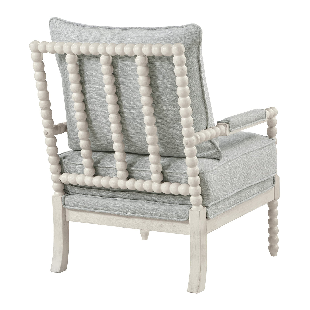OSP Home Furnishings Kaylee Spindle Accent Chair with Antique White Wood Frame, Smoke Grey Fabric OSP Home Furnishings