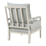 OSP Home Furnishings Kaylee Spindle Accent Chair with Antique White Wood Frame, Smoke Grey Fabric OSP Home Furnishings