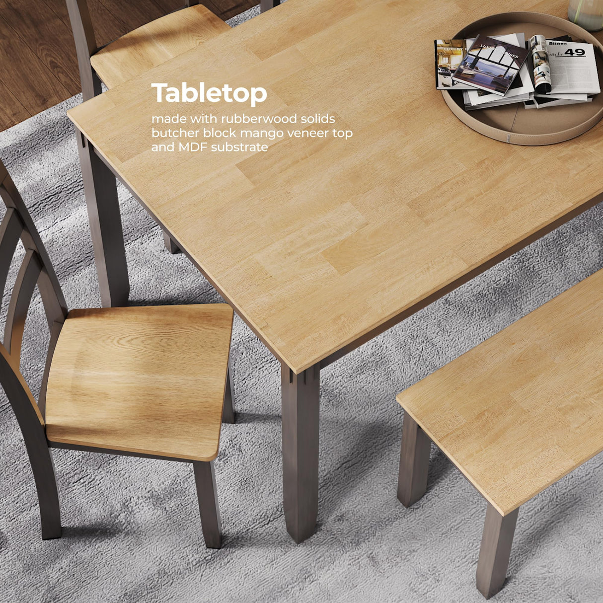 Signature Design by Ashley Gesthaven Casual Dining Table with 4 Chairs and Bench, Set of 6, Light Brown & Dark Brown Signature Design by Ashley