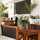 Outsunny 3 Pieces Patio Bistro Set Wooden with Cushions, PE Wicker Patio Furniture Outdoor for Porch, Backyard, Garden, Brown Outsunny