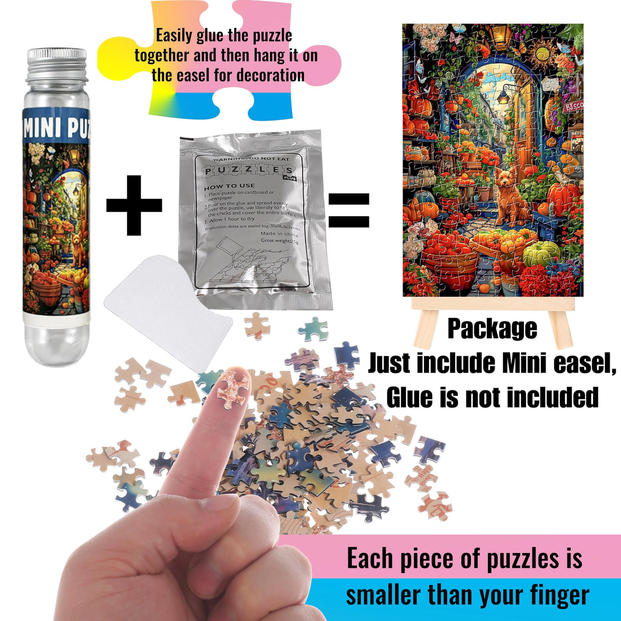 Small Jigsaw Puzzles for Adults 150 Pieces Vintage Cat & Puppy Oil Painting Mini Jigsaw Puzzles Challenging Mini Puzzles Tiny Jigsaw Puzzles 6 x 4 Inches, 3 Pcs,Mini Easel Included BJscoe