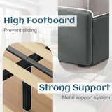 Lifezone Queen Bed Frame with Storage Drawers, Queen Size Platform Bed Frame with Velvet Upholstered Headboard, Metal Support, No Box Spring Needed, Noise-Free, Easy Assembly, Bedroom Furniture, Grey Lifezone