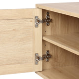 Finnhomy 59" TV Stand for up to 65 inches TV, TV console with 2 Hand Made Rattan Decorated Doors, Living Room Entertainment Center TV Table with Storage, Natural Finnhomy